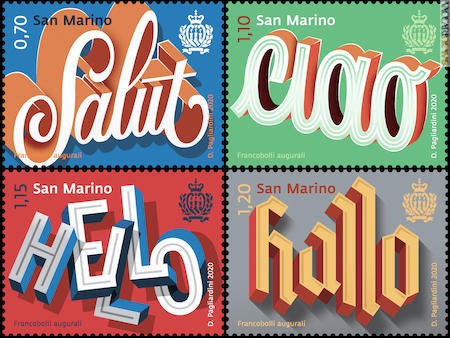 Quattro francobolli per altrettante lingue