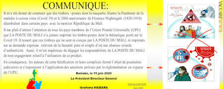 Il comunicato delle Poste attive in Mali