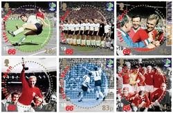Sei francobolli di Man ricordano oggi la vittoria calcistica dell’Inghilterra contro la Germania nella partita giocata il 30 luglio 1966