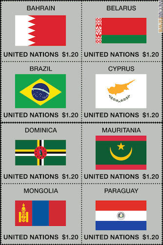 Le otto bandiere trasformate in nuovi francobolli
