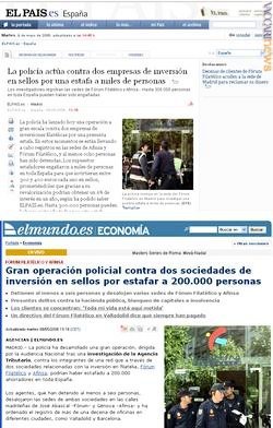 Le versioni elettroniche degli articoli pubblicati da «El Pais» e «El mundo»