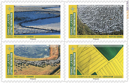 Quattro dei francobolli inseriti nella serie; complessivamente sono dodici