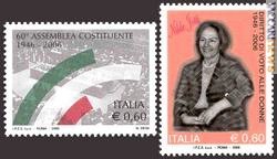 I due francobolli usciti oggi; quello per la Costituente, come previsto, vale 60 e non 62 centesimi