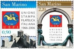 L’emissione per l’Usfi di San Marino associa il logo dell’Unione al patrimonio storico ed artistico locale