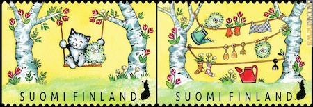 I due francobolli di Finlandia che guardano alla primavera e alla Pasqua