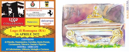 Il convegno commerciale a Lugo di Romagna (Ravenna) e la cartolina per la rassegna pasquale a Trapani