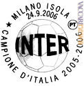 La bozza originale dell’annullo per l’Inter campione 2005-2006. Immagine e data sono state poi modificate
