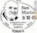 Tra le iniziative per «Romafil», l'annullo che San Marino dedica all'europeista Altiero Spinelli