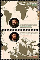 I due francobolli citano Fernão de Magalhães e Juan Sebastián Elcano