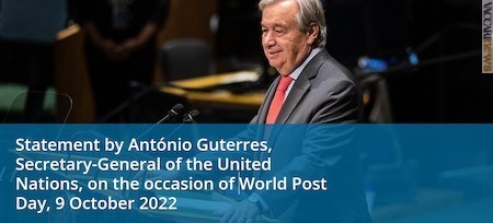 A celebrare la “Giornata mondiale della posta”, il segretario generale delle Nazioni Unite, António Guterres