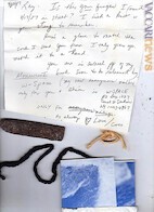 “Ray ci vediamo nel 1990”, lettera del 1987 con oggetti (Archivio “Coco Gordon”)