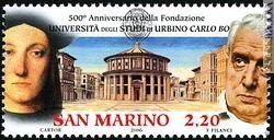 Guidubaldo da Montefeltro e Carlo Bo si fronteggiano sul 2,20 euro dedicato all'Università di Urbino