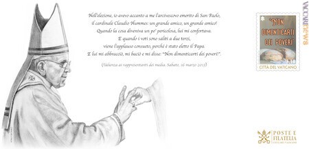 Anche la busta postale ricorda l’elezione di papa Francesco avvenuta il 13 marzo 2013