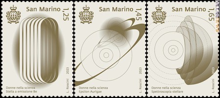 I tre francobolli per la “Giornata internazionale delle donne e delle ragazze nella scienza”
