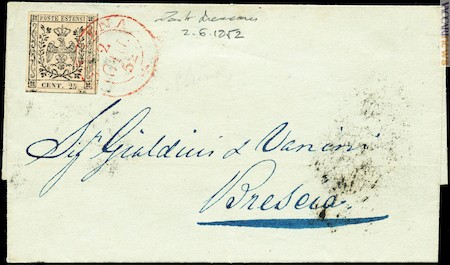 …e la lettera da Modena a Brescia del 2 giugno 1852