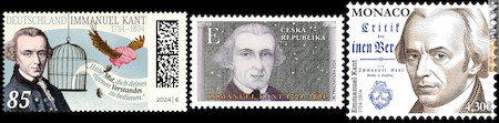 I tre francobolli citati di Germania, Repubblica Ceca e Monaco