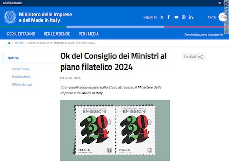 “I francobolli sono emessi dallo Stato attraverso il ministero delle Imprese e del made in Italy”