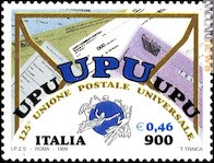 Uno dei francobolli italiani dedicati all’Upu