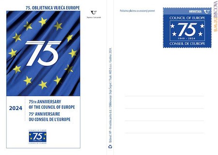 La cartolina postale della Croazia ricorda i tre quarti di secolo raggiunti dal Consiglio d’Europa