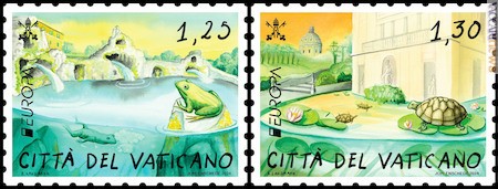 I due francobolli citano le fontane dell’Aquilone e della casina Pio IV