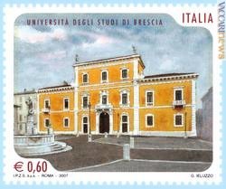 Il francobollo che verrà emesso per l'Università di Brescia