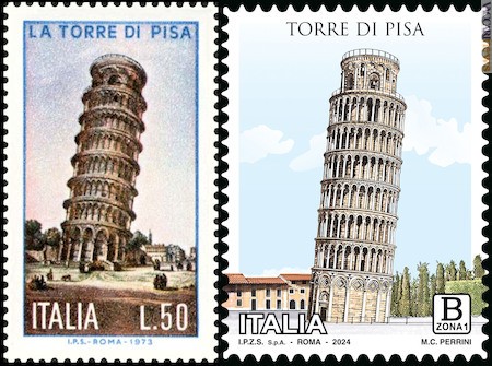 Il francobollo dell’8 ottobre 1973 e quello odierno