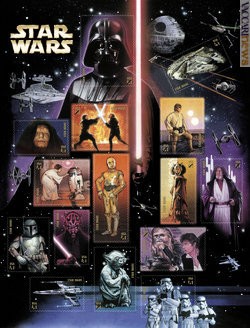 Il foglietto dedicato alla saga di «Guerre stellari»; sarà in vendita dal 25 maggio