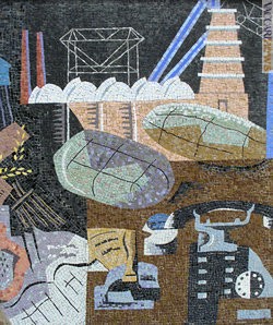 Il rapporto tra poste e telefono non è certo nuovo. Qui una parte del mosaico presente nel palazzo delle poste centrali di Alessandria. Venne realizzato da Gino Severini tra 1940 e 1941