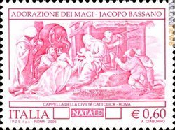Uno dei due francobolli dell'emissione natalizia 2006: il bollettino illustrativo è dovuto a padre Giovanni Marchesi