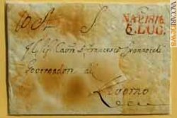 Uno dei documenti proposti: la lettera, spedita da Napoli a Livorno il 5 luglio 1816, venne disinfettata con aceto attraverso il taglio obliquo. Poi fu messa su un crivello, sotto il quale ardeva il fuoco di un braciere