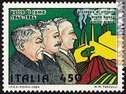 Il francobollo uscito nel 1984 con i tre sindacalisti