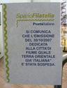 Il cartello esposto oggi allo spazio filatelia di Milano