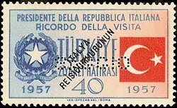 Il progetto, realizzato nel 1957 dal Poligrafico, per un francobollo turco, poi accantonato. Tre anni prima l'Istituto aveva firmato la serie di posta aerea