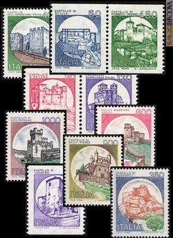 Alcuni dei francobolli della serie «Castelli d'Italia» dovuti a Giuseppe Verdelocco