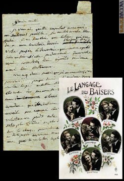 Sono visibili documenti come questa lettera di Napoleone a Joséphine de Beauharnais (appartenente al Musée des lettres et manuscrits) e la cartolina «Le langage des baisers» (collezione privata)