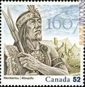 Uno dei francobolli canadesi che citano l’eredità francofona: è dedicato al capo indiano Membertou, che instaurò una solida relazione con i pionieri francesi