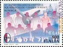 Uno dei due francobolli italiani per la sciagura di Superga, emessi il 4 maggio 1999