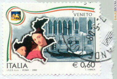 Il frammento con il francobollo per il Veneto; ufficialmente sarà venduto da domani