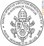 L'annullo, con le date 15-20 luglio, utilizzato dal Vaticano per testimoniare la visita apostolica