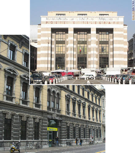 Da sinistra: gli uffici postali di Padova e Brescia Centro; sono tra quelli che verranno messi in vendita nei prossimi giorni
