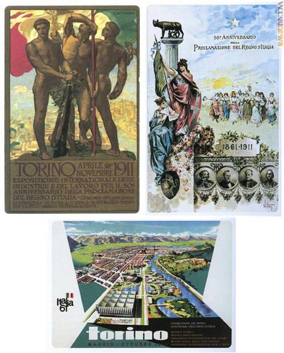 Una selezione delle cartoline di Enrico Sturani esposte alla mostra