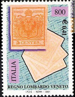 Uno dei francobolli già usciti per ricordare i 150 anni delle produzioni degli Antichi Stati, nel caso specifico il Lombardo Veneto