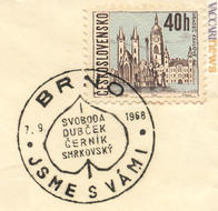 L'annullo impiegato a Brno nel settembre 1968