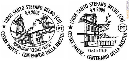 Oltre all'annullo del primo giorno (che rispecchia la vignetta del francobollo), a Santo Stefano Belbo oggi saranno impiegati altri due manuali