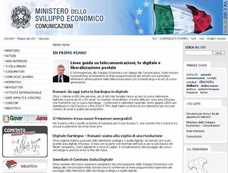 L'home page, oggi, di quello che era il punto web del ministero alle Comunicazioni
