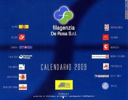 Il calendario: sulla copertina, anche i loghi delle quattordici amministrazioni partecipanti e quello di “Italia 2009”