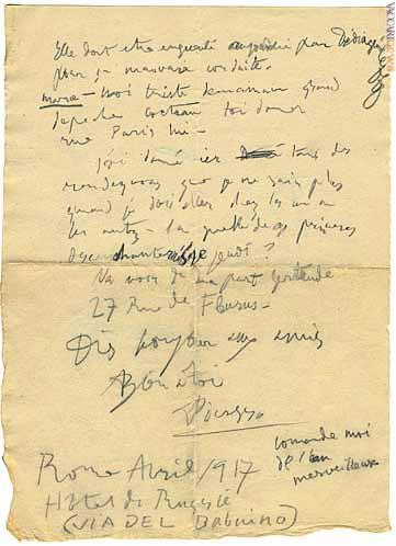 Tra gli oggetti in mostra, anche questa lettera scritta all'amico e scrittore Jean Cocteau (Bibliothèque historique de la Ville de Paris, donazione Pierre Bergé)