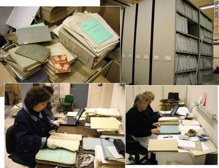 Il materiale conservato a Trieste, i faldoni, le archiviste al lavoro