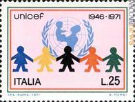 Uno dei due francobolli italiani emessi nel 1971
