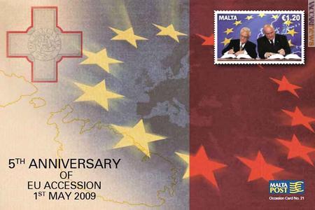La cartolina ricordo per i cinque anni dell'adesione all'Ue